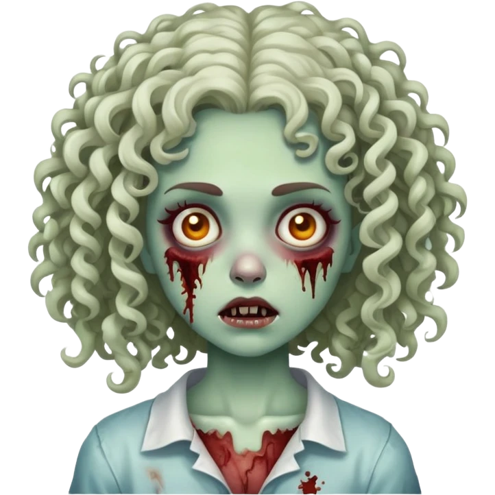 zombie girl with curly hair emoji