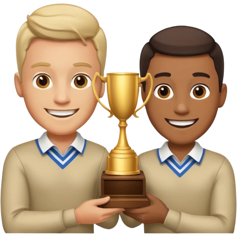 winner ceremony with one guy handing another guy a trophy emoji