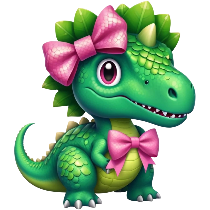 Dinosaur with pink bow  emoji