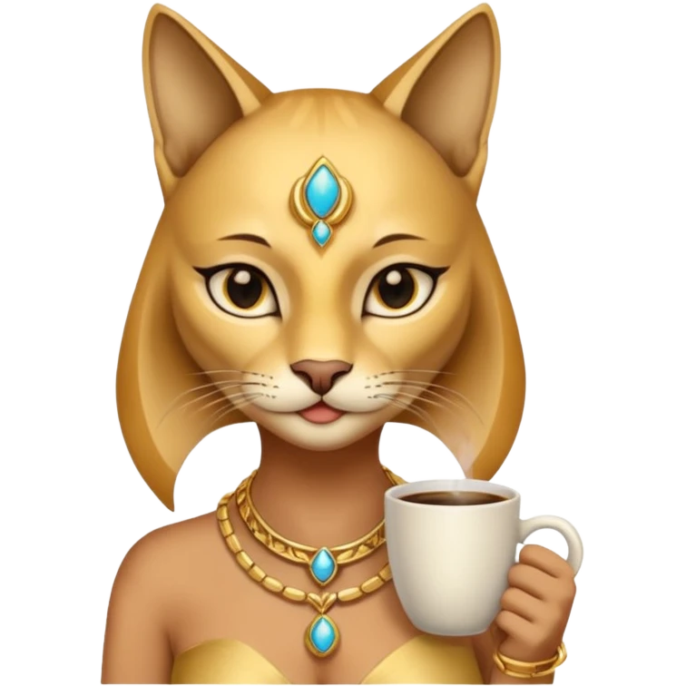 Bastet god drink coffee emoji