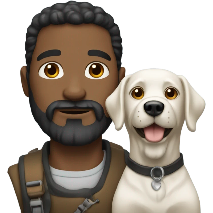 Black bearded white man with dog emoji