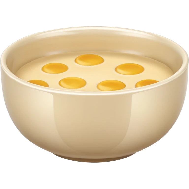 “Simple bowl emoji 🥣 in clean 3D style, smooth rounded bowl shape, light neutral bowl color, glossy plastic texture, shiny reflective surface, soft studio lighting, subtle highlights, minimal cereal/porridge inside with smooth surface, cute emoji proportions, ultra-polished 3D look,  emoji
