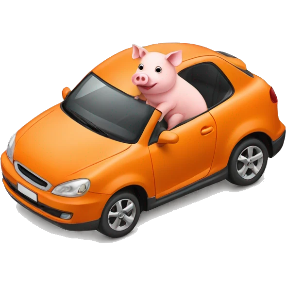 Pig driving orange car emoji