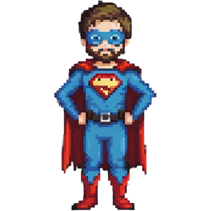 kid with beard wearing homemade superhero costume emoji