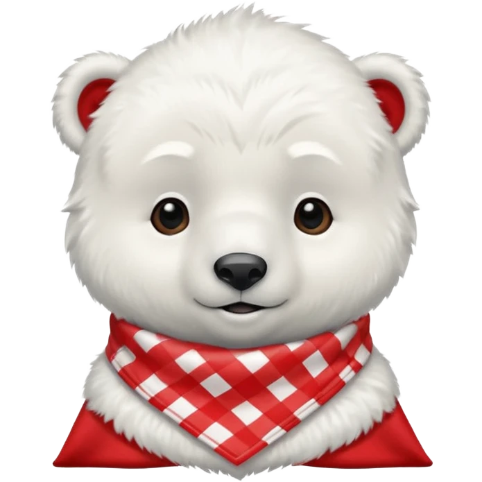 baby polar bear wearing a red and white checkered Neckerchief emoji