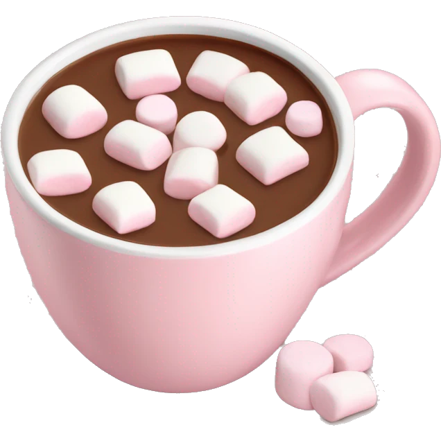 Light Pink mug of hot chocolate with marshmallows  emoji