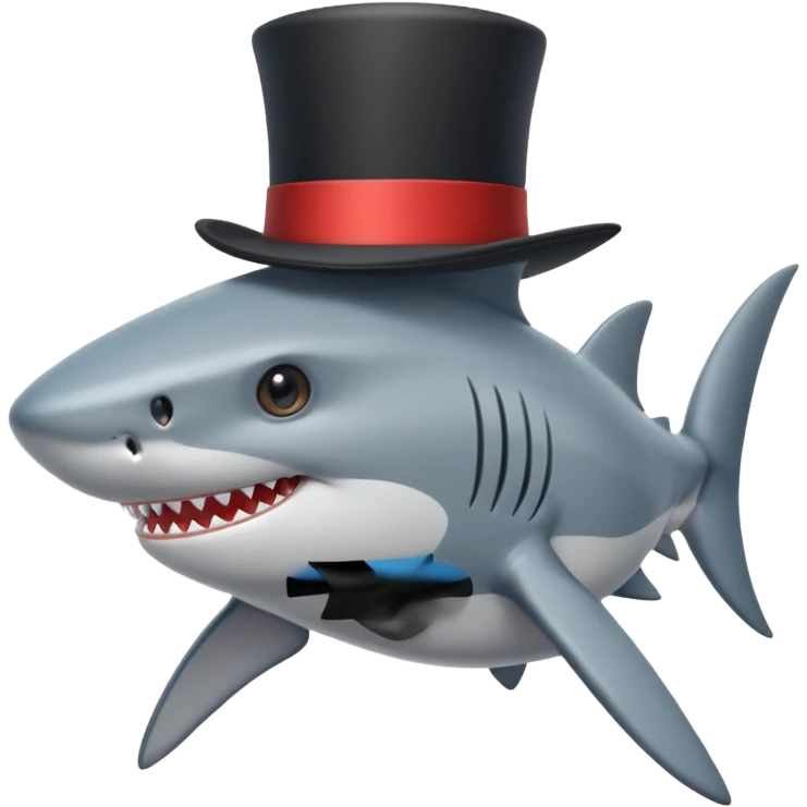 Shark with a top hat emoji