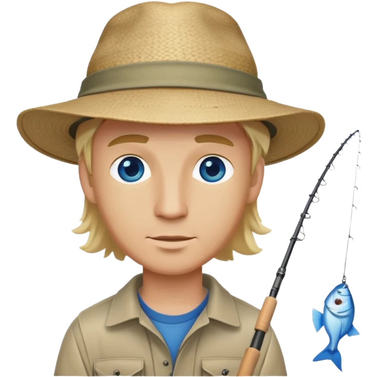 Blonde hair and blue eyed white guy fishing emoji