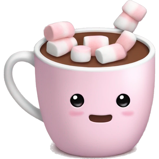 Light Pink mug of hot chocolate with marshmallows  emoji