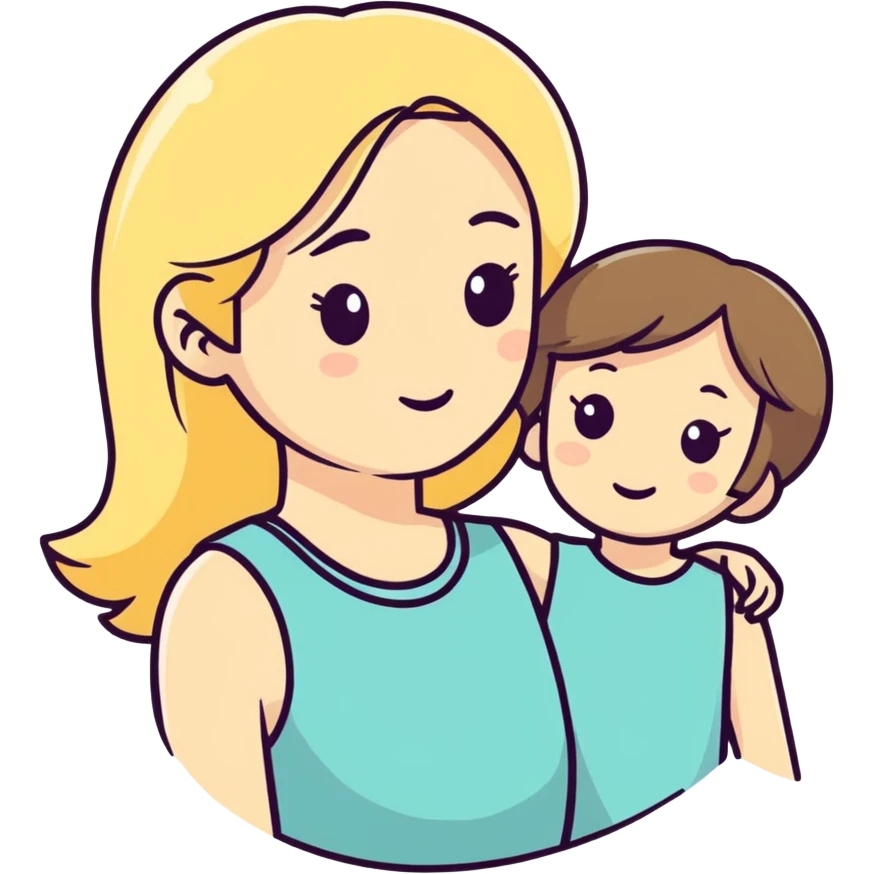 Blonde mother with brunette daughter emoji