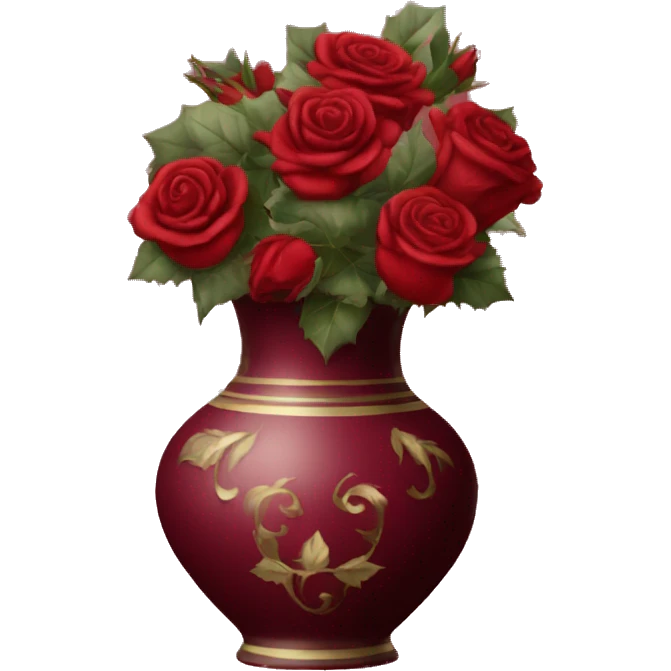 maroon Christmas vase with roses emoji