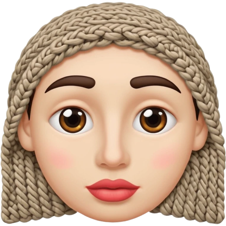 face with nose, eyes, lips etc. look like knitted emoji