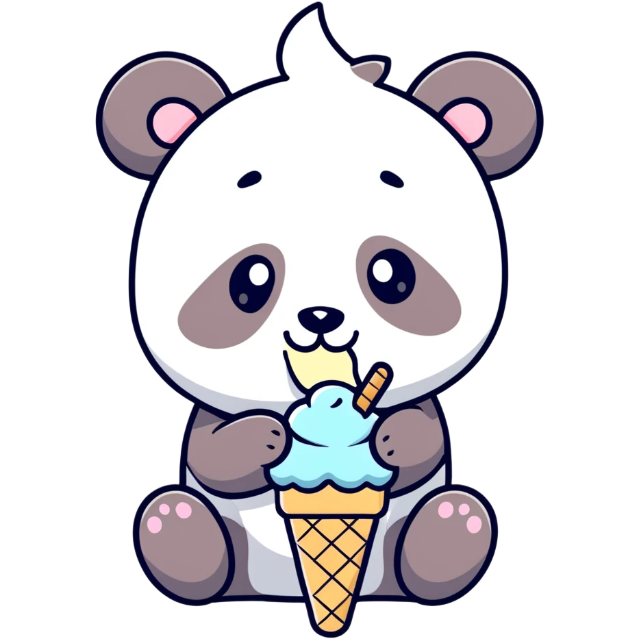 Panda eating ice cream emoji