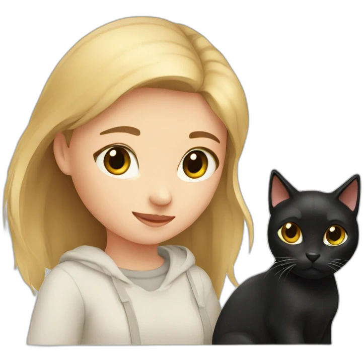 girl and boy with their black cat emoji