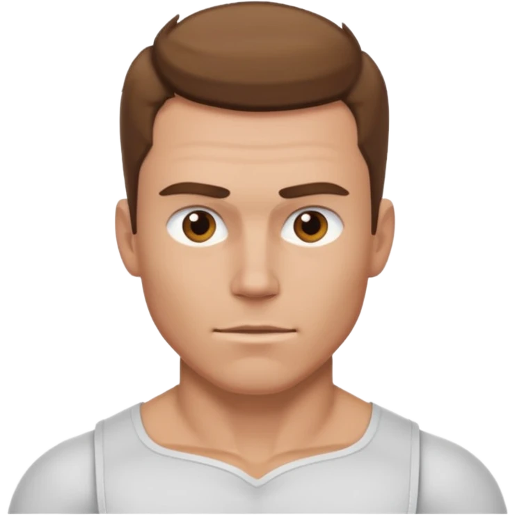 muscular white man with short brown cowlick hair emoji