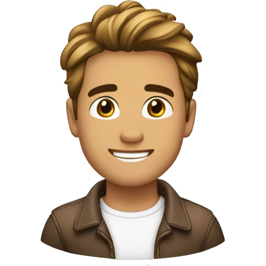 Chico con cabello marrón claro, blanco emoji