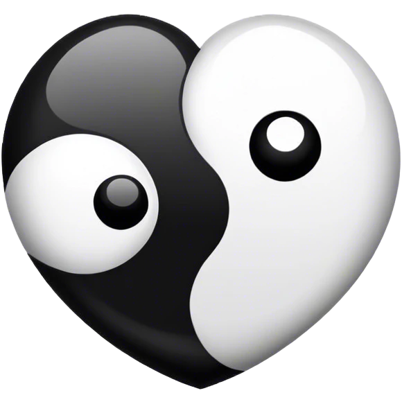 Heart-shaped Yin yang black and white emoji