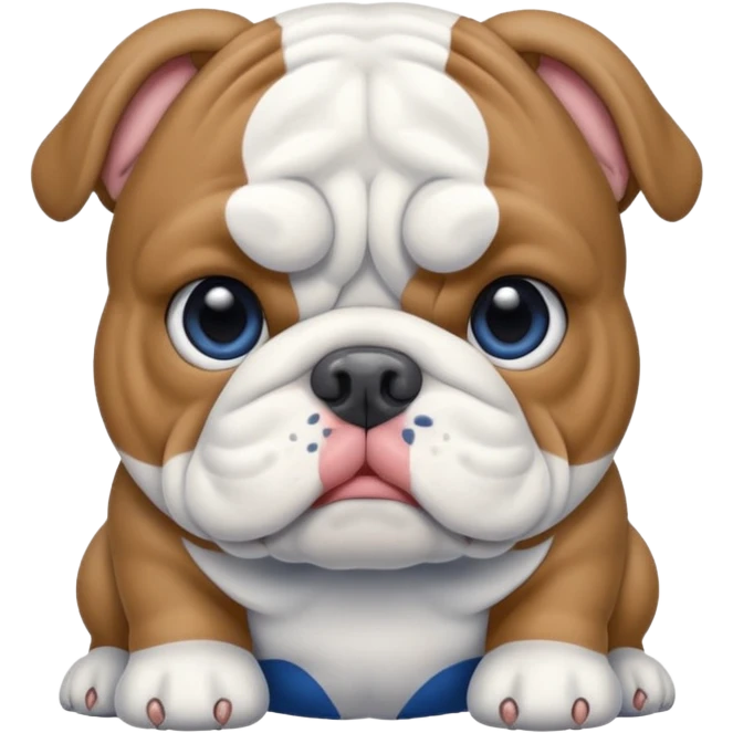 mini bulldog, blue and white emoji