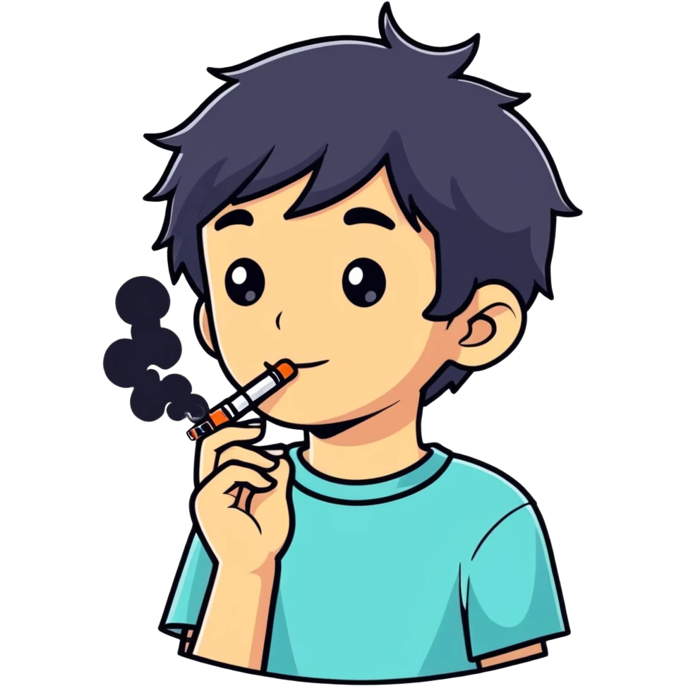 un niño cani fumando vapper emoji