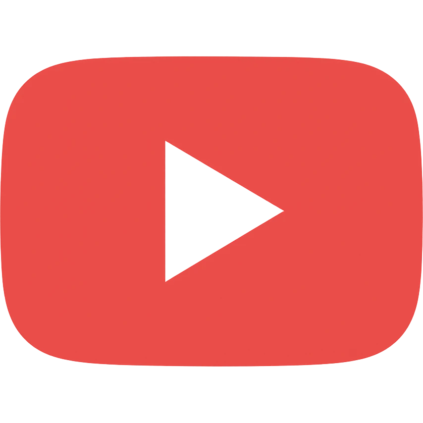 modern icon style YouTube logo, simple and recognizable, red and white color scheme, no text emoji