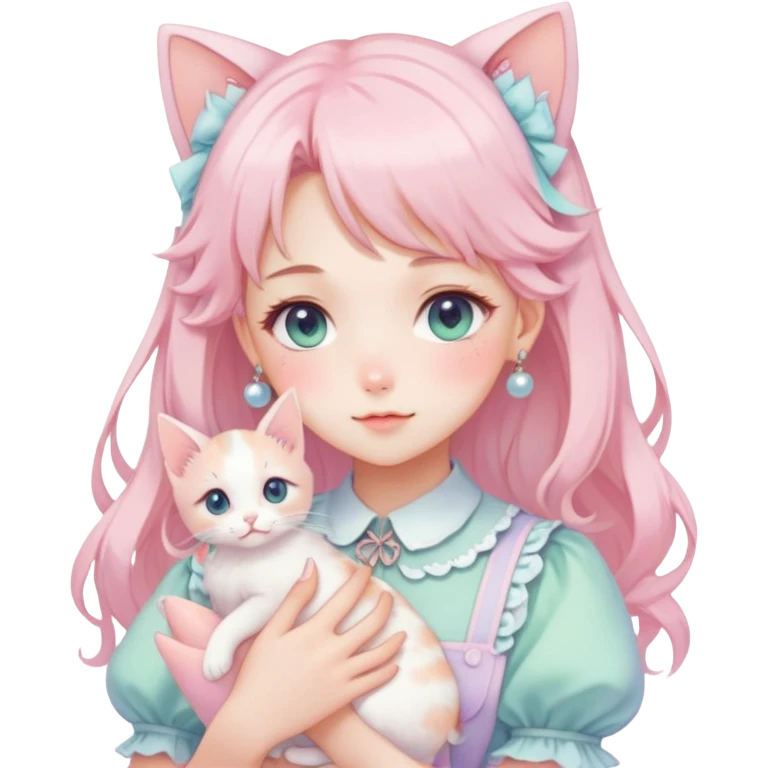  gorgeous-pastel-anime-style-lady-with-blushing-face-and-holding-a-kitten-cottagecore-fairycore-pastelcore-colorful-pearly-romantic-simplistic-aesthetic-trending-style emoji
