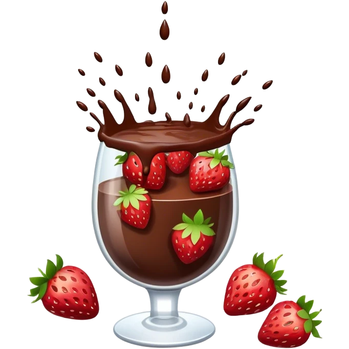 strawberries with chocolate raining on top in a glass emoji
