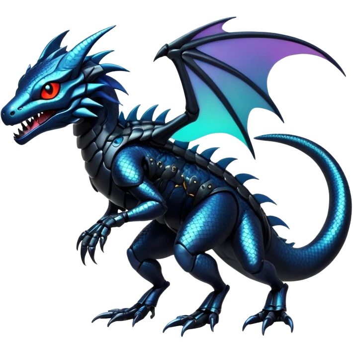 Modern Futuristic Scaly Iridescent Cyber-Salandit-Litten-Hybrid (Full body) emoji