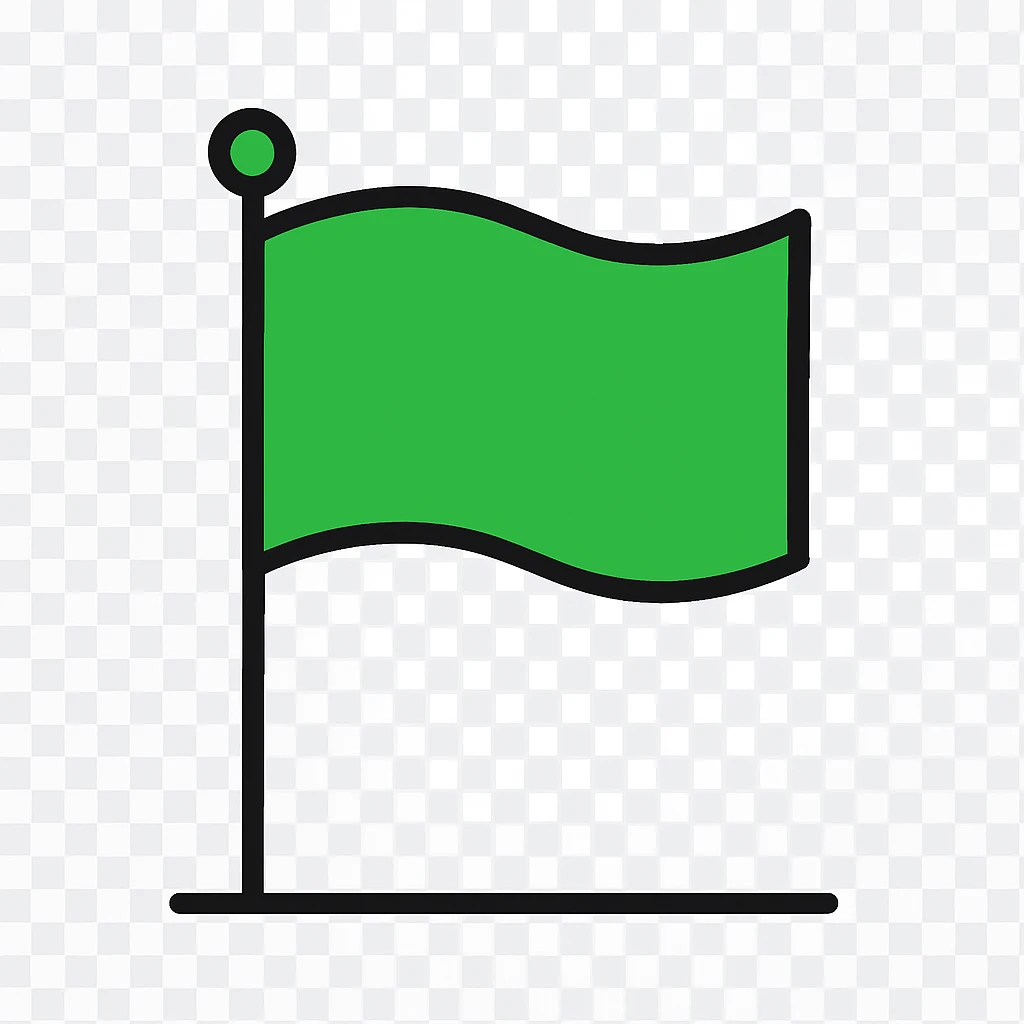flat style green flag no emblem on white background emoji