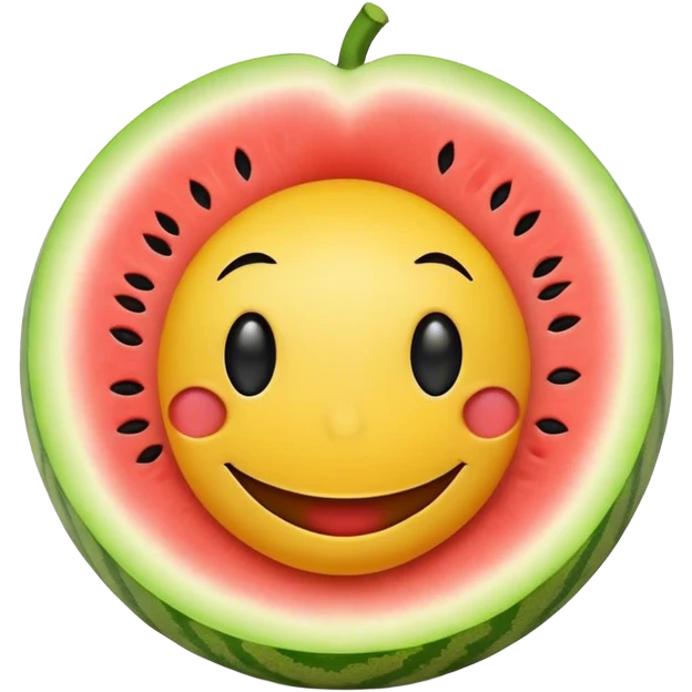 Smiley with a melon pip emoji