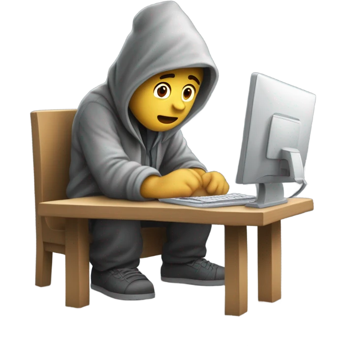 un voleur derrière un ordinateur emoji