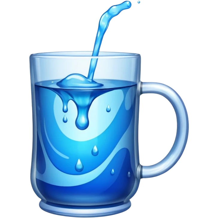 A large clear glass mug with a bright blue liquid inside. emoji