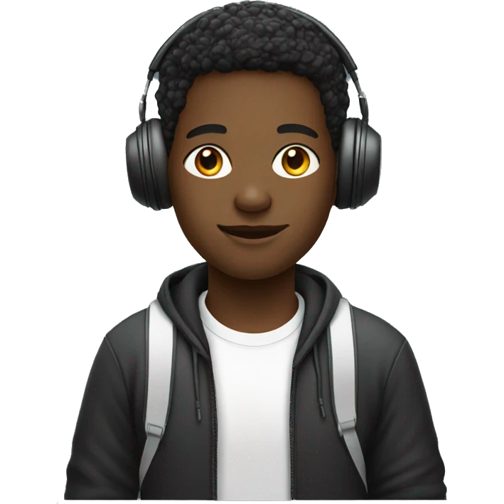 black student with earpods and tshirt emoji