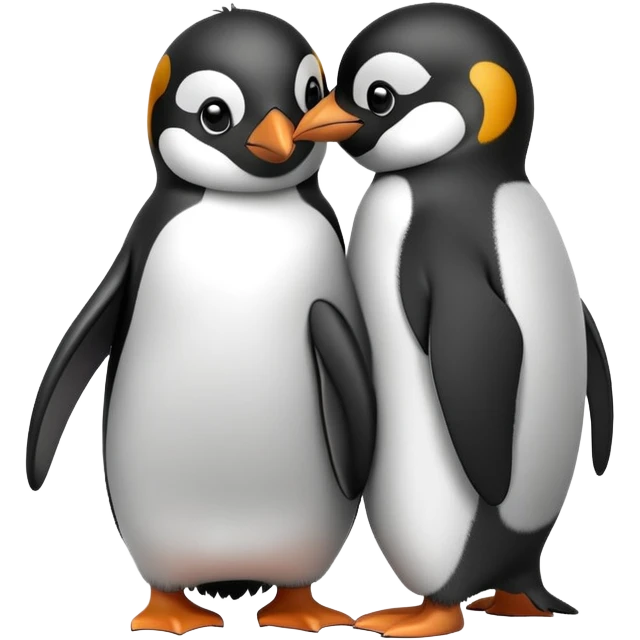 Two penguins hugging each other emoji