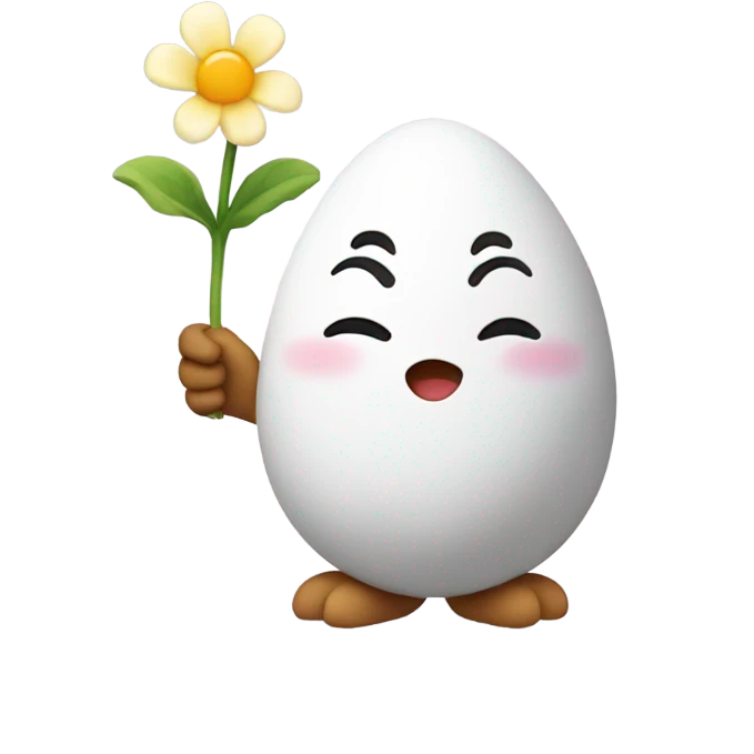Cute egg with a flower in the hand emoji