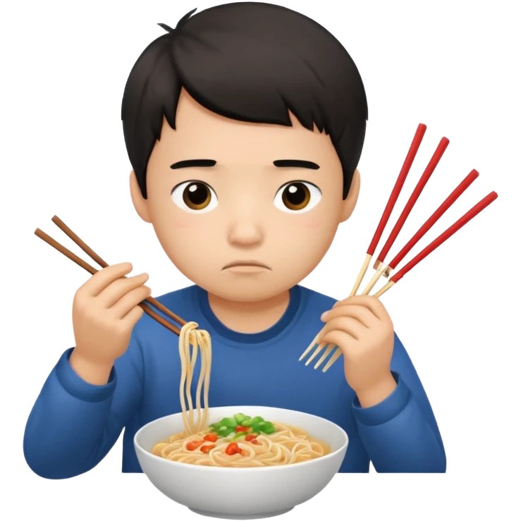 Sad boy eating noodles emoji