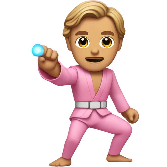 all pink suit luke skywalker excercising force, upper body, must be all pink emoji