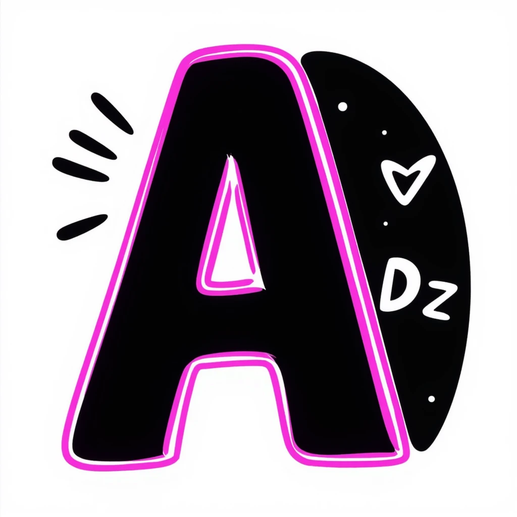 Capital letter A with neon glowing effect emoji
