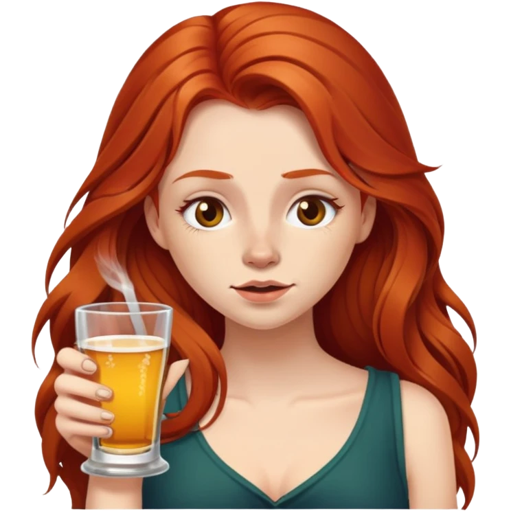 Drunk red head girl with long hair emoji
