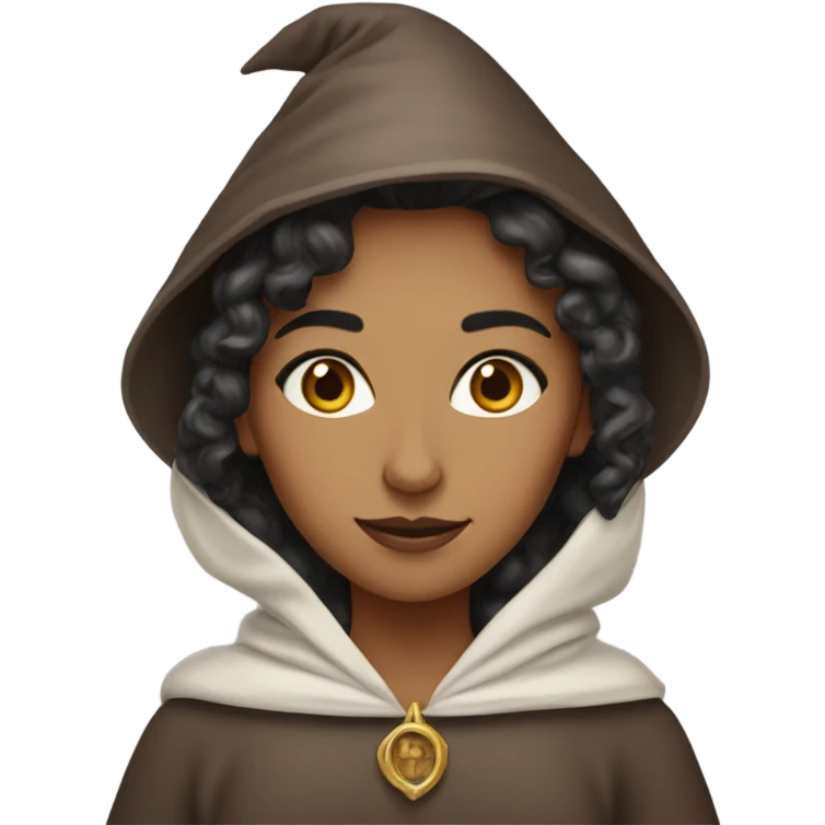 A burnette lady wizard with brown hazel eyes emoji