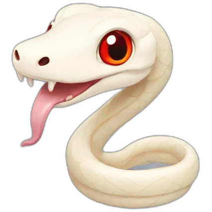 Albino cute snake with round red eyes emoji