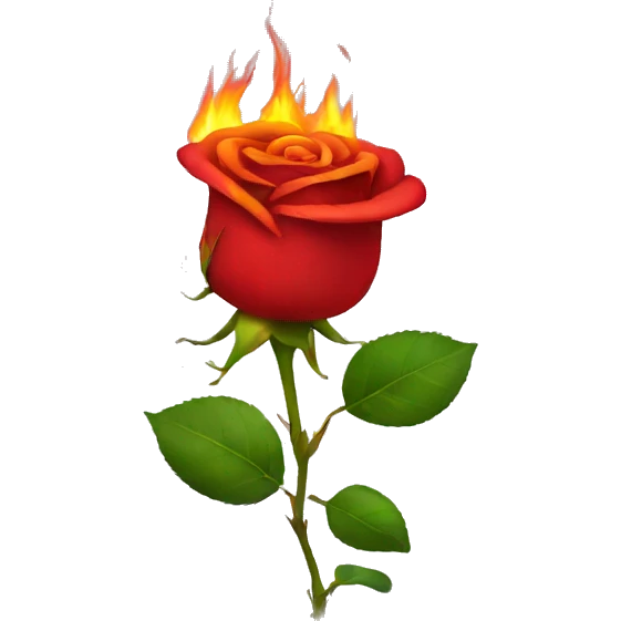 red rose on fire emoji
