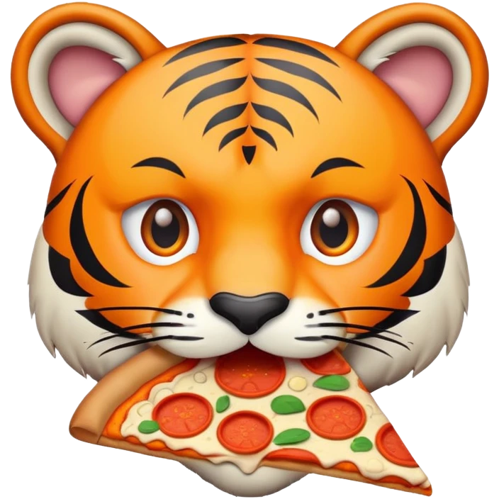 tiger face eating pizza for Twitch emote emoji