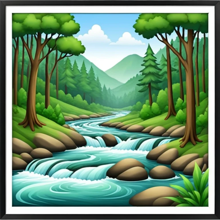 forest with a flowing river emoji