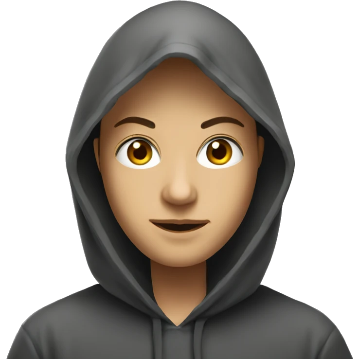 realistic indoor portrait of hooded person emoji