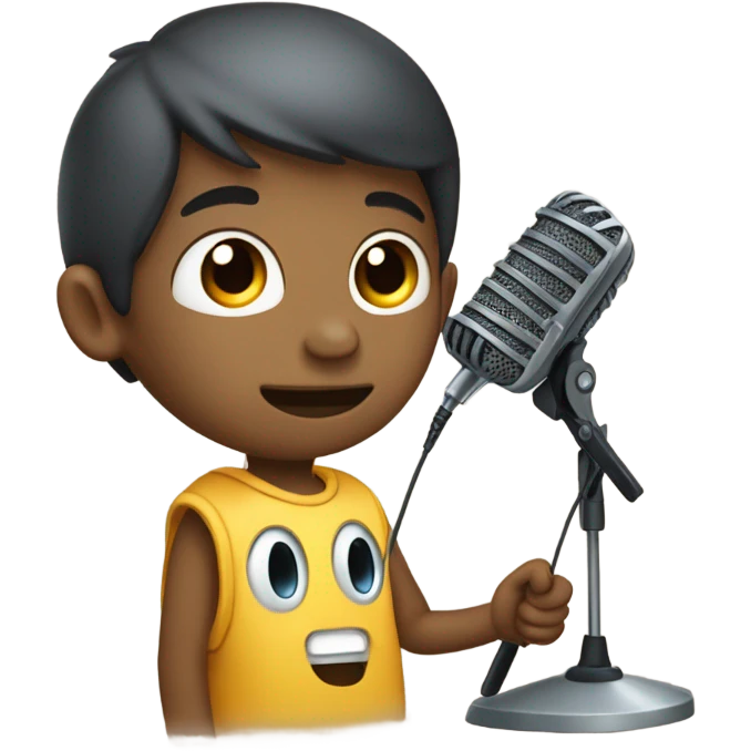 niño con capucha y micrófono emoji