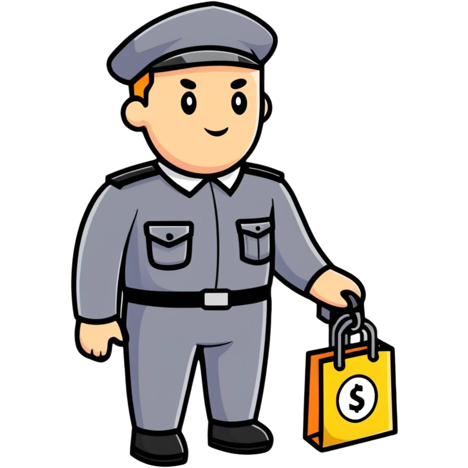 security guard with price label emoji