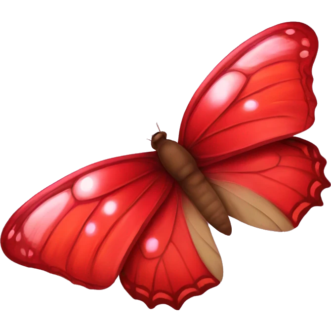 Red butterfly with bubbles surrounding it emoji