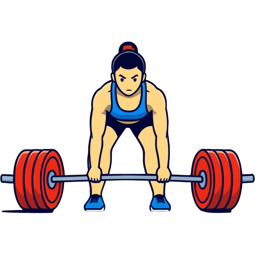 Fitness trainer showing correct posture for deadlift exercise emoji