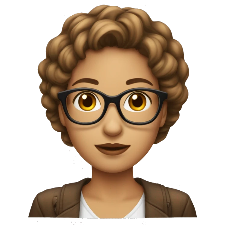 Femme jeune cheveux marron lunette emoji