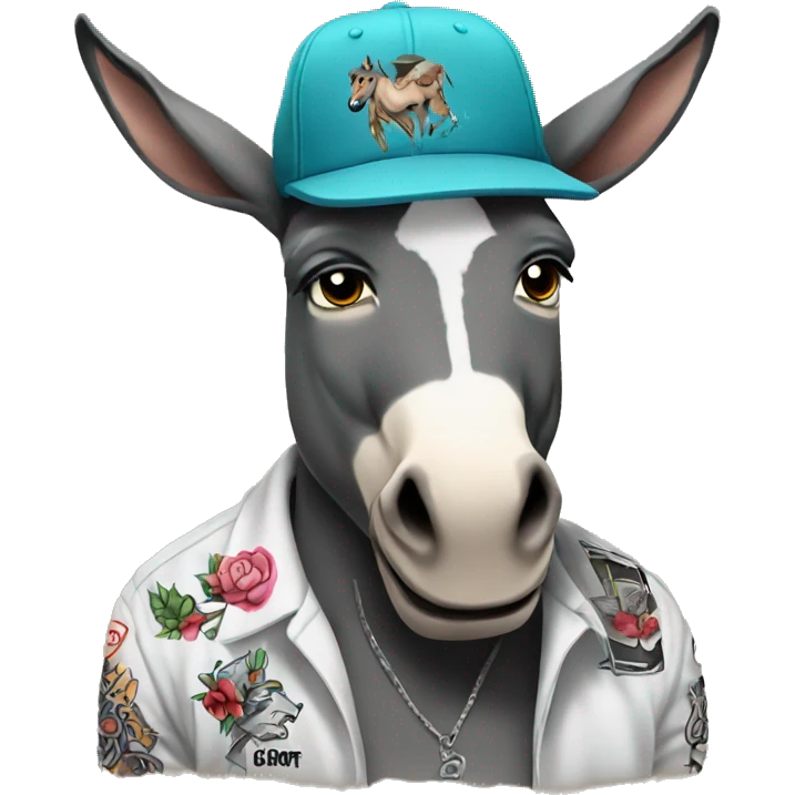 donkey covered in gangster tattoos emoji